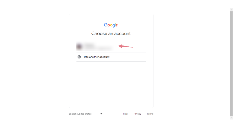 Select your Google account