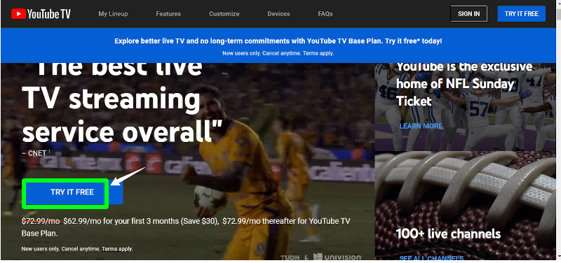 YouTube TV Free Trial - Official Page